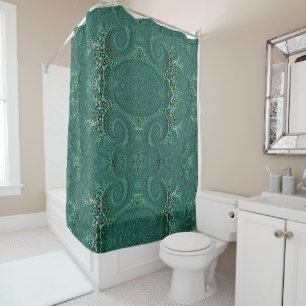 Rideaux De Douche Steampunk Octopus Turquoise tacheté Art Fractal fi