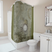 Rideaux De Douche Steampunk vert olive métallique (En situation)