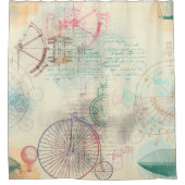 Rideaux De Douche Steampunk victorien | Watercolor Grunge Pastel (Devant)