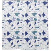 Rideaux De Douche Stingray Monde sous-marin bleu et blanc (Devant)