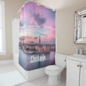 Rideaux De Douche Stockholm Capital of Sweden Night Skyline (En situation)