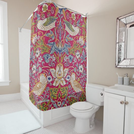 Rideaux De Douche Strawberry Thief, William Morris (En situation)