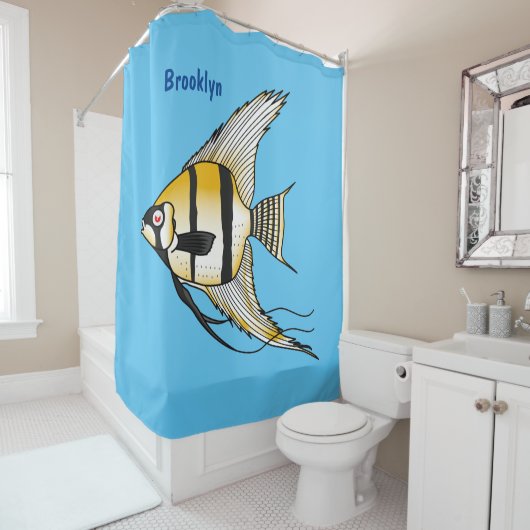 Rideaux De Douche Striped angelfish cartoon (En situation)