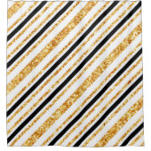 Rideaux De Douche Stripes Gold Parties scintillant Black Boho Popula (Devant)
