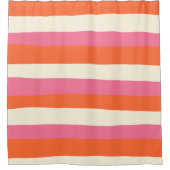 Rideaux De Douche Stripes inégales - rose, orange et crème (Devant)