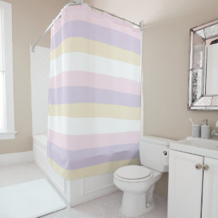 Rideaux De Douche Stripes inégales - rose pastel, jaune et violet