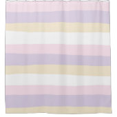 Rideaux De Douche Stripes inégales - rose pastel, jaune et violet (Devant)