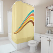 Rideaux De Douche Stripes Rétro Seventies Sur Crème (En situation)