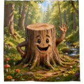 Rideaux De Douche Stumpy la souche d'arbre amicale, forêt enchantée (Devant)