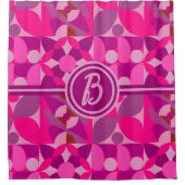 Rideaux De Douche Style Bauhaus géométrique rose et bordeaux (Devant)