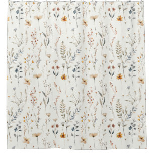 Rideaux De Douche Style boho fleur sauvage aquarelle