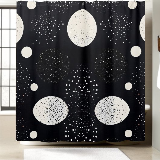 Rideaux De Douche Style cercle espace noir et blanc 3