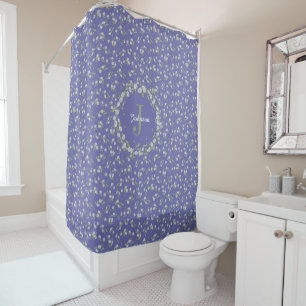 Rideaux De Douche Style chalet Périwinkle Floral Monogramme