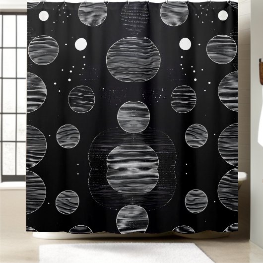 Rideaux De Douche Style circulaire espace noir et blanc 1