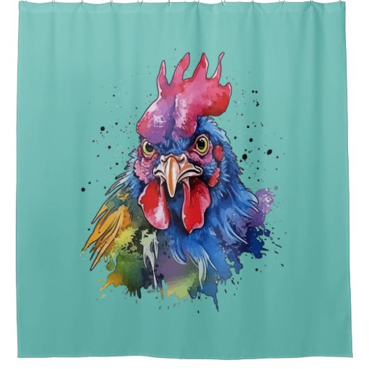Rideaux De Douche Style d'aquarelle de poulet du coq du pays (Devant)