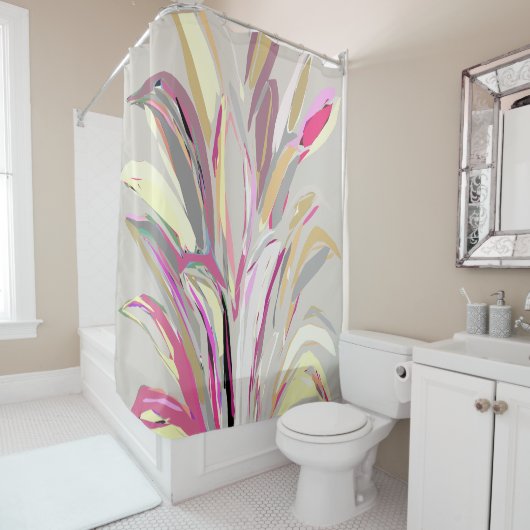Rideaux De Douche Style d'art vectoriel Plante tropical Abstrait (En situation)