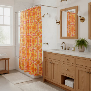 Rideaux De Douche Style de croix géométrique orange