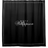 Rideaux De Douche Style d'hôtel Nom et monogramme en noir et gris (Devant)