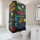 Rideaux De Douche Style Jeu Pixel : Abstrait sans couture. (En situation)