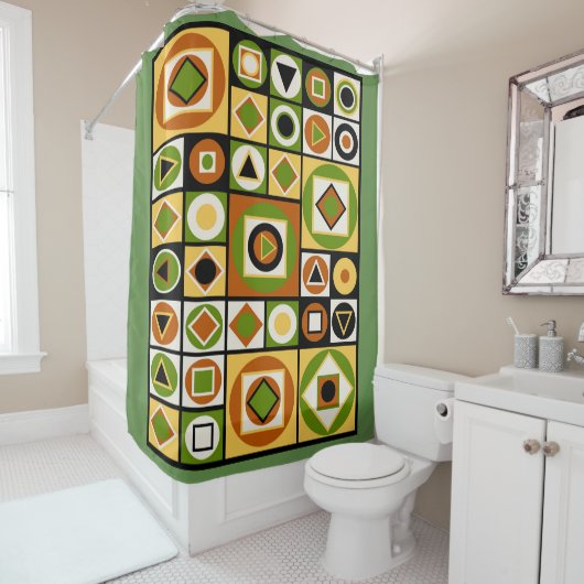 Rideaux De Douche Style Moderne Du Milieu Du Siècle 18 (En situation)