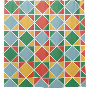 Rideaux De Douche Style moderne moyen siècle coloré motif jaune
