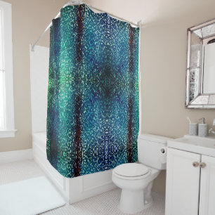 Rideaux De Douche Style mosaïque bleu néon sur verre martelé rugueux