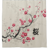 Rideaux De Douche Style oriental Sakura Cherry Blossom Art (Devant)