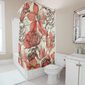 Rideaux De Douche Style rétro Roses rouges Motif (En situation)