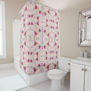 Rideaux De Douche Stylé rouge et violet imprimé à fleurs sur rose vi