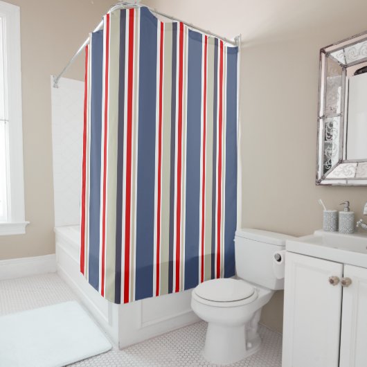 Rideaux De Douche Style Sailor Stripe Thème Nautique (En situation)