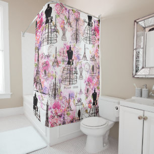 Rideaux De Douche Style Vintage Colour de la Tour Eiffel