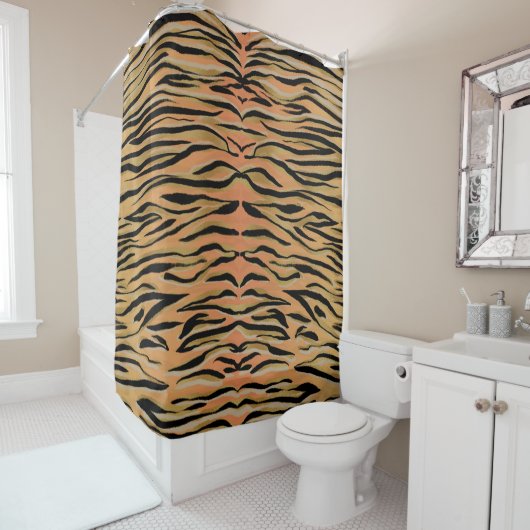 Rideaux De Douche Stylish Black Gold Tiger Animal Print (En situation)