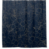 Rideaux De Douche Stylish bleu marine or main dessiné floral (Devant)