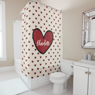 Rideaux De Douche Styliste Motif Coeur mignon Monogramme Personnalis