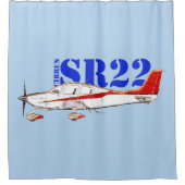 Rideaux De Douche Stylized Cirrus SR22 Plane with Bold Typography (Devant)