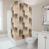 Rideaux De Douche stylized urban landscape seamless pattern in sepia (En situation)