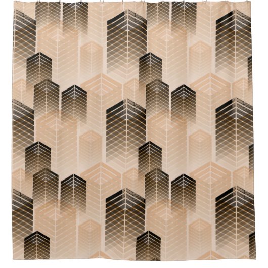 Rideaux De Douche stylized urban landscape seamless pattern in sepia (Devant)