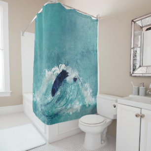 Rideaux De Douche Sublimation d'onde Eau marémotrice bleu-vert