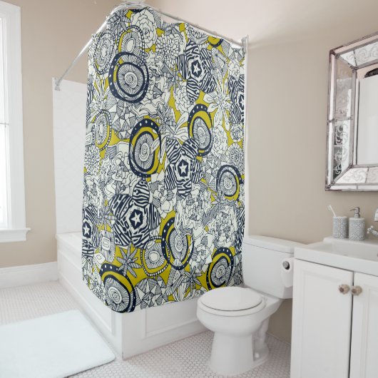 Rideaux De Douche succulent chartreuse indigo (En situation)