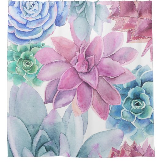 Rideaux De Douche Succulents Moderne Chic Fiesta Jardin Floral Blanc (Devant)