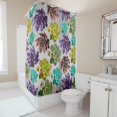 Rideaux De Douche Succulents rustiques & Planes en bois gris clair (En situation)