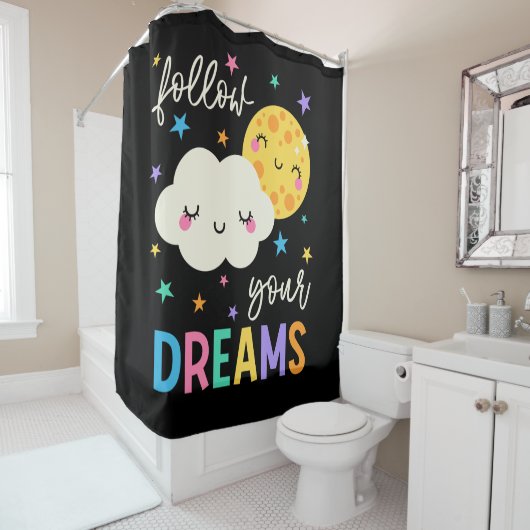 Rideaux De Douche Suivez vos rêves | Cloud & Moon (En situation)