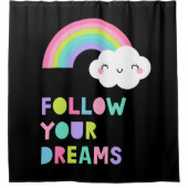 Rideaux De Douche Suivez vos rêves Cute Rainbow Cloud (Devant)