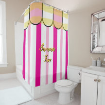 Summer Cabana Pink White Yellow Stripes