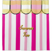 Rideaux De Douche Summer Cabana Pink White Yellow Stripes (Devant)