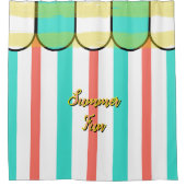 Rideaux De Douche Summer Cabana Turquoise Coral Yellow Stripes (Devant)
