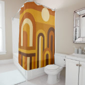 Rideaux De Douche Sun & Arches Mid Century Modern Geometric Design (En situation)