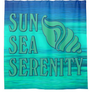 Rideaux De Douche Sun Sea Serenity Tropical Seashell Beach Scène