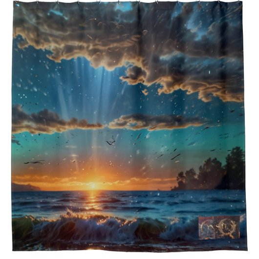 Rideaux De Douche Sunrise Balnéaire (Devant)