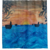 Rideaux De Douche Sunrise Beach Palm Trees (Devant)